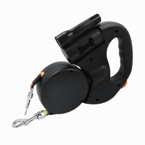 Wielofunkcyjna podwójna smycz z latarką i pojemnikiem na woreczki