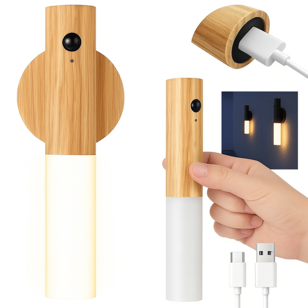 Lampka kinkiet na czujnik ruchu i zmierzchu, oświetlenie bez montażu