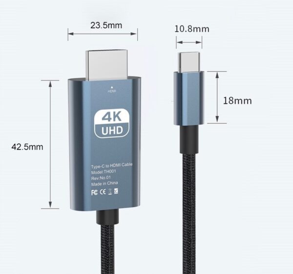Kabel HDMI 4K UHD przejściówka USB-C - HDTV 2m 3.1