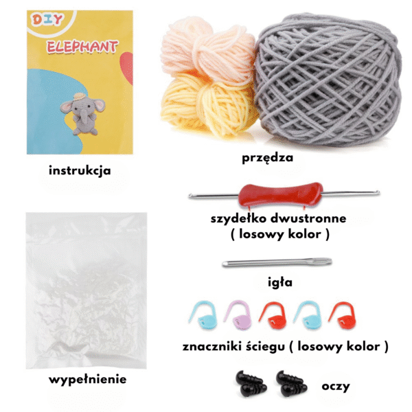 Zestaw do szydełkowania DIY słonik