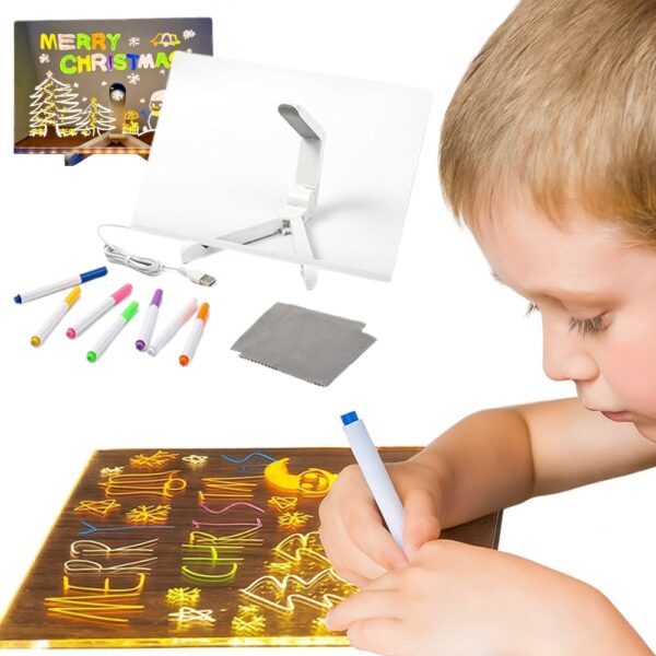 Podświetlana tablica LED do rysowania + gratis 7 pisaków